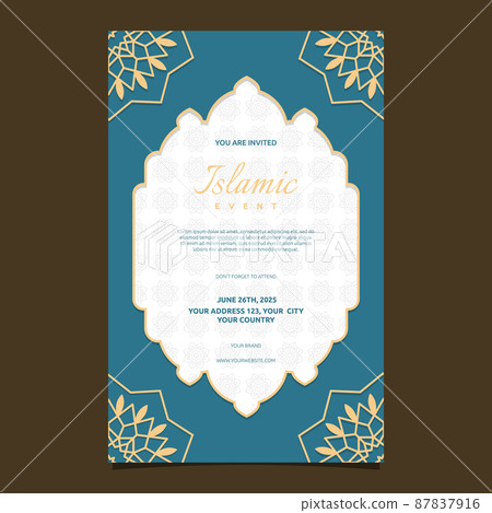 Islamic Event Invitation Card Frame Background Simple Flat Design Islamic Event Invitation Card Frame Background Simple Flat Design 87837916