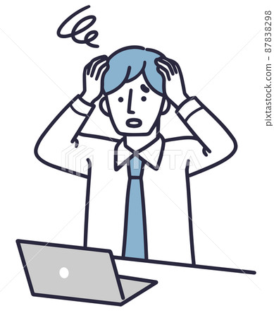一個人抱著頭的簡單插圖 87838298