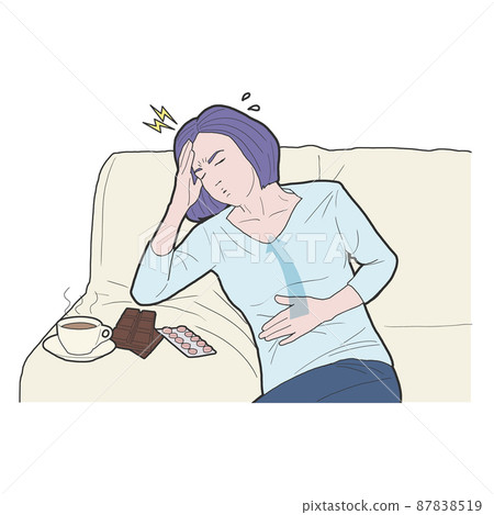 偏頭痛症狀描述醫學插圖 87838519