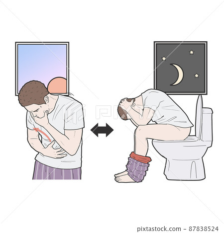 Enteritis symptoms description medical illustration 87838524