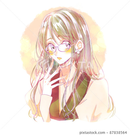 帶眼鏡的小動物女孩春天 87838564