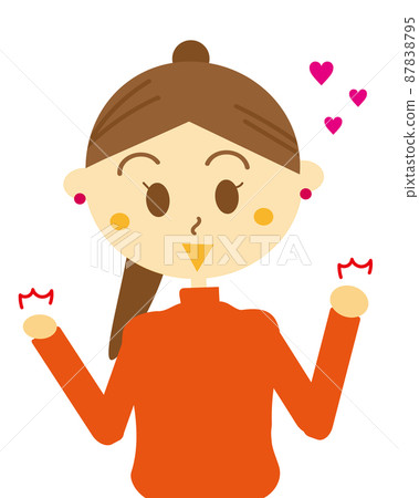 A cute woman who is popular to support her boyfriend, guts pose, motivation 87838795