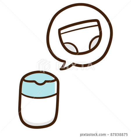 Cute handwritten illustration of a diaper-only trash can 87838875