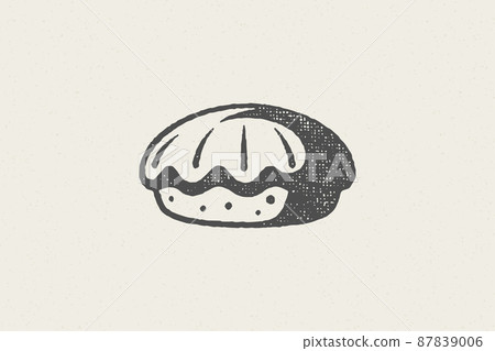 Silhouette of fresh pie designed in retro style as emblem stamp bakery hand drawn stamp effect vector illustration. 87839006