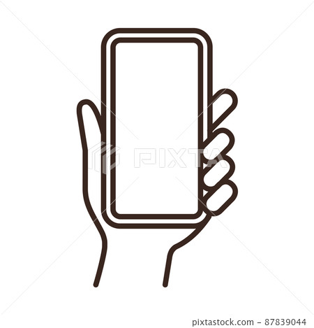 Illustration of a hand holding a smartphone Line drawing Illustration of a hand holding a smartphone Line drawing 87839044