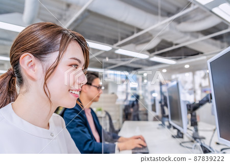 在自由地址辦公室工作的商人和女商人 87839222