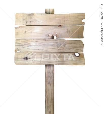 Old wooden sign isolated on white background Old wooden sign isolated on white background 87839423