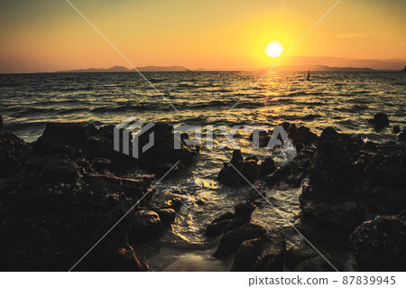 sunset over on  the sea 87839945