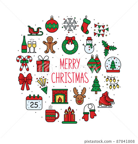 Christmas background with icons. Merry Christmas card. Vector illustration Christmas background with icons. Merry Christmas card. Vector illustration 87841808