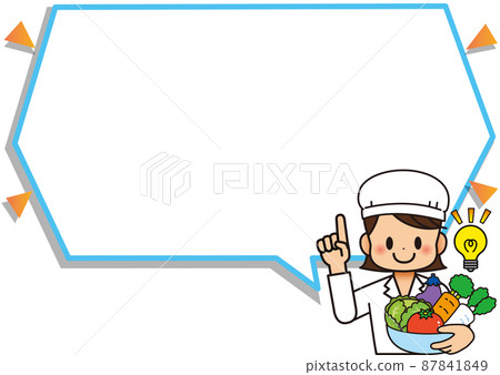 Frame, cook, nutritionist, school lunch, food education, cooking, message, menu, memo, notice, decorative frame, balloon, 87841849