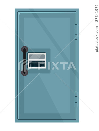Metal armored safe door. Reliable data protection. Deposit box icon. Protection of personal information. Bank vault door 87841973