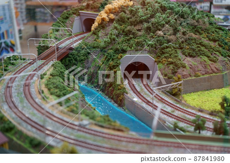 鐵路立體模型的模糊圖像 鐵路立體模型的模糊圖像 87841980