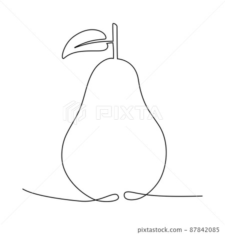 Pear in one line drawing, vector illustration Pear in one line drawing, vector illustration 87842085