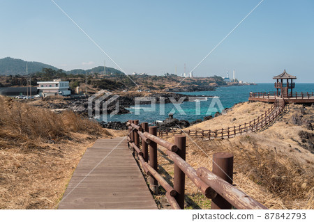 Dakmeor coastal road, Jeju Olle Trail route 18 in Jeju island, Korea Dakmeor coastal road, Jeju Olle Trail route 18 in Jeju island, Korea 87842793