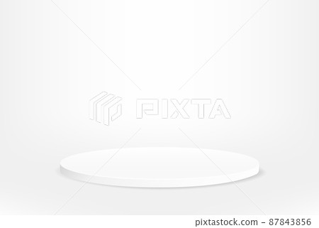 Empty round pedestal. White circle awarded winner podium, luxury goods promotional display on white gradient background. Vector Empty round pedestal. White circle awarded winner podium, luxury goods promotional display on white gradient background. Vector 87843856