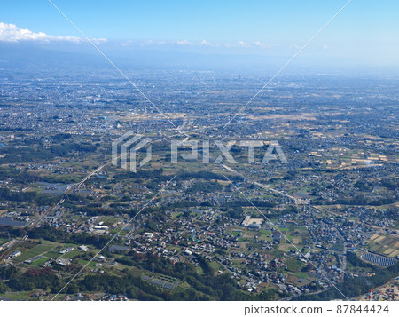 Aerial view of Takasaki / Maebashi from the sky above Takasaki City (Self-Defense Forces helicopter experience boarding) 87844424