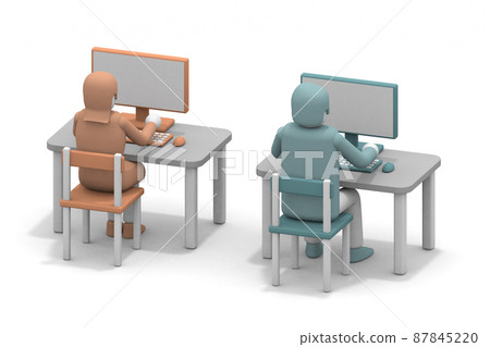 Meet online. Work via the internet. People who work in the office. 87845220