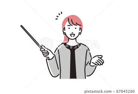 Business person woman with a person pointer Business person woman with a person pointer 87845280