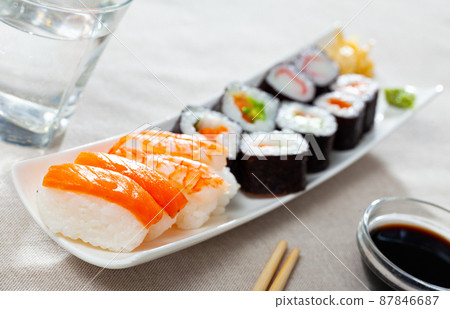 Assorted sushi maki and nigiri Assorted sushi maki and nigiri 87846687