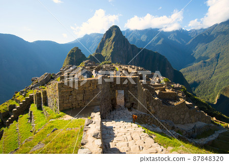 Main gate in Machu Picchu without people - lost city of Incan Empire - Peru 87848320