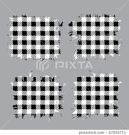 Buffalo Plaid torn fabric patchs set, Buffalo Plaid banner templates, Tartan distressed frames. Vector illustration 87850751