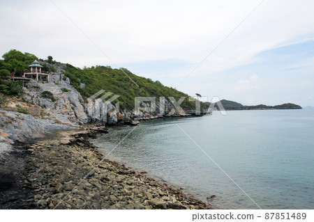 View of sea and mountain at Koh Sichang in thailand View of sea and mountain at Koh Sichang in thailand 87851489