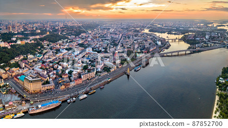 Aerial view of Podil, a historic district of Kiev, Ukraine Aerial view of Podil, a historic district of Kiev, Ukraine 87852700