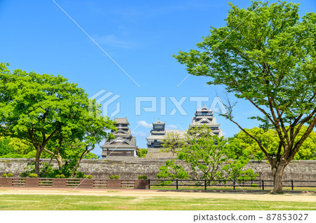 熊本城(二之丸公園新綠景觀)“重建重建完成後”2021年(春季)新綠景觀熊本城 熊本城(二之丸公園新綠景觀)“重建重建完成後”2021年(春季)新綠景觀熊本城 87853027