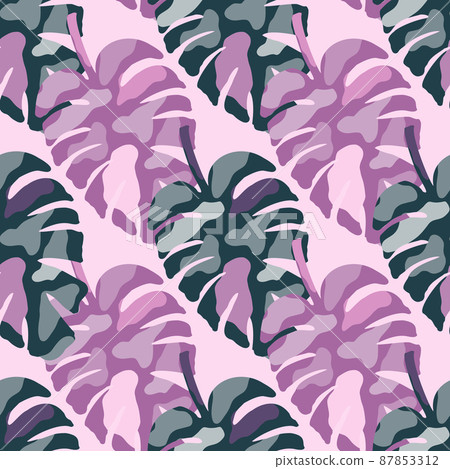 Abstract monstera leaves tropical seamless pattern. Rainforest background. 87853312