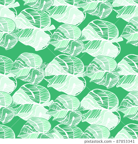 Hand drawn embroidery monstera leaves tropical seamless pattern. Palm leaf endless wallpaper. Hand drawn embroidery monstera leaves tropical seamless pattern. Palm leaf endless wallpaper. 87853341