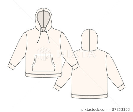 Hoodie template in light color. Apparel hoody technical sketch mockup. Hoodie template in light color. Apparel hoody technical sketch mockup. 87853393