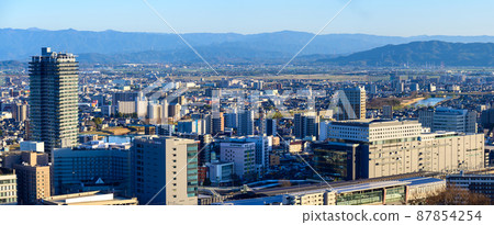 Kumamoto City (Sunset Light) Panorama view around Kumamoto Station 87854254