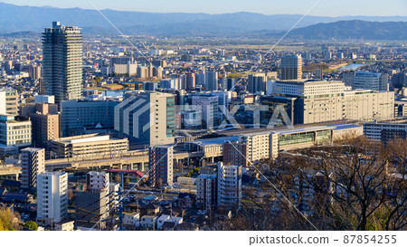 Kumamoto City (Sunset Light) Panorama view around Kumamoto Station 87854255