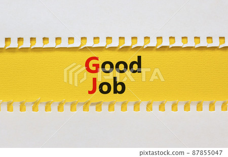 GJ good job abbreviation symbol. Concept words GJ good job on yellow paper on a beautiful yellow table white background, copy space. Business and GJ good job concept. GJ good job abbreviation symbol. Concept words GJ good job on yellow paper on a beautiful yellow table white background, copy space. Business and GJ good job concept. 87855047