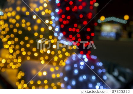 background blurred abstraction of colored lanterns and decorations. 87855253