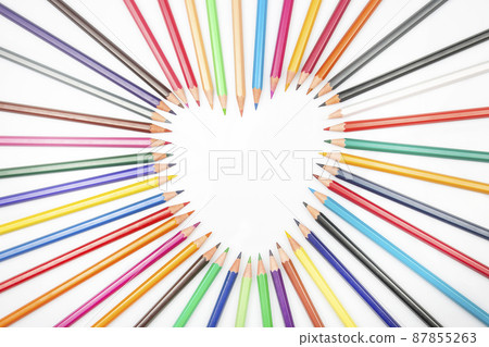 Colored pencils for drawing on a white background. Education and creativity. Leisure and art 87855263