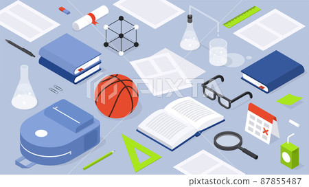 Back To School Isometric Vector Illustration Back To School Isometric Vector Illustration 87855487
