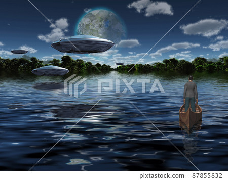 Spacecrafts in Water World 87855832