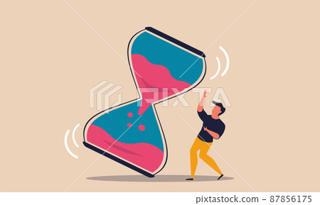 Nervous clock and business deadline job. People pressure and frustration worker vector illustration concept. Sandglass fall and panic countdown. Overworked character or management employee businessman Nervous clock and business deadline job. People pressure and frustration worker vector illustration concept. Sandglass fall and panic countdown. Overworked character or management employee businessman 87856175