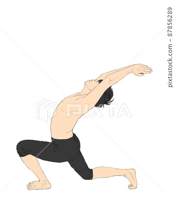 Illustration color of Anjanea asana (crescent... - Stock Illustration ...