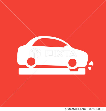 pothole and a car, vector icon 87856810