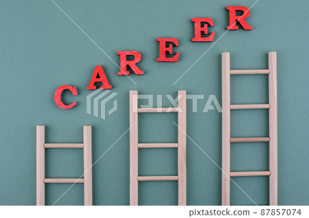 Career ladder concept with wooden stairs 87857074