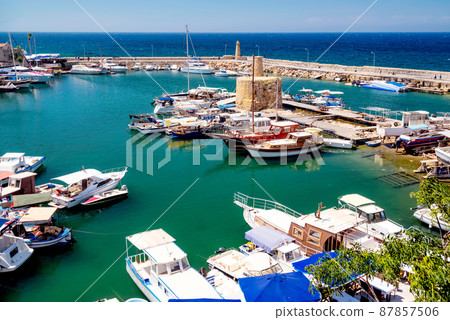 Kyrenia Harbour, high angle view. Cyprus Kyrenia Harbour, high angle view. Cyprus 87857506