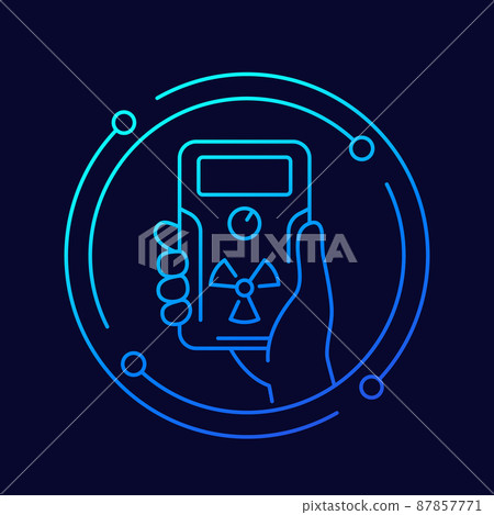 radiation detector in hand line icon, vector 87857771