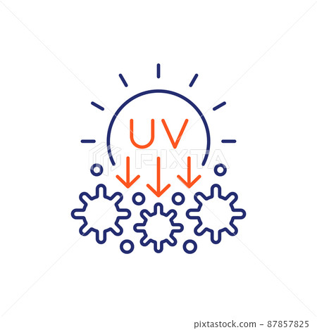 UV light for disinfection, ultraviolet rays icon UV light for disinfection, ultraviolet rays icon 87857825