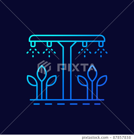 irrigation system, watering plant line vector icon - Stock Illustration ...