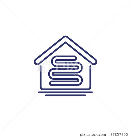 underfloor heating line icon with a house 87857890