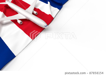 Passenger airplane and flag of Thailand. 3D illustration Passenger airplane and flag of Thailand. 3D illustration 87858154