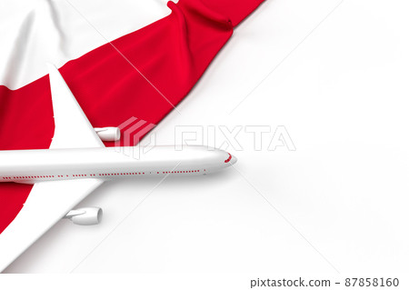 Passenger airplane and flag of Poland. 3D illustration 87858160