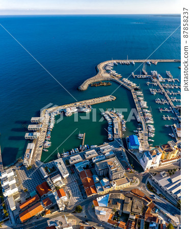 Elevated view at Limassol Marina and renovated Old Port. Cyprus 87858237